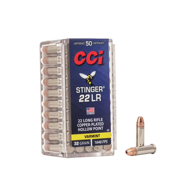 CCI 22 LR Stinger 32gr CPHP 1640fps 50 Pack Rimfire Ammunition