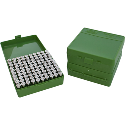MTM 100 Round Hinged Top Ammo Box 9mm - Green