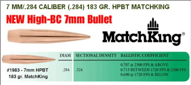 Sierra 7mm 183gr HPBT Match 500pk
