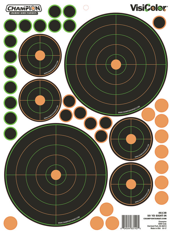 Champion Target Visicolor Adhesive Bullseye Sight in 50yd + Patches