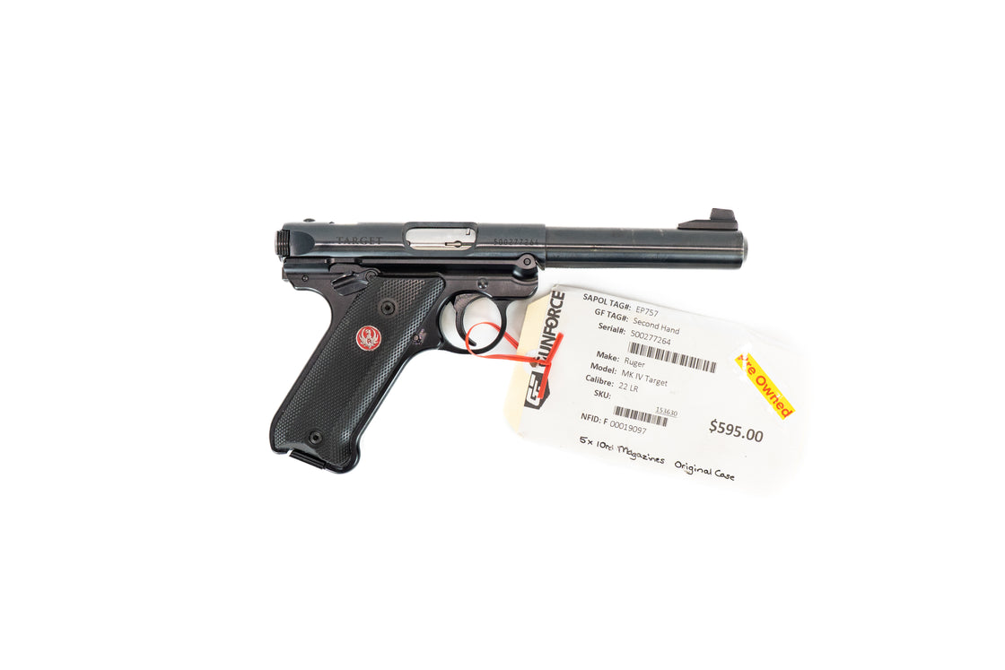 S/H Ruger MK IV Target 22lr, 5 mags