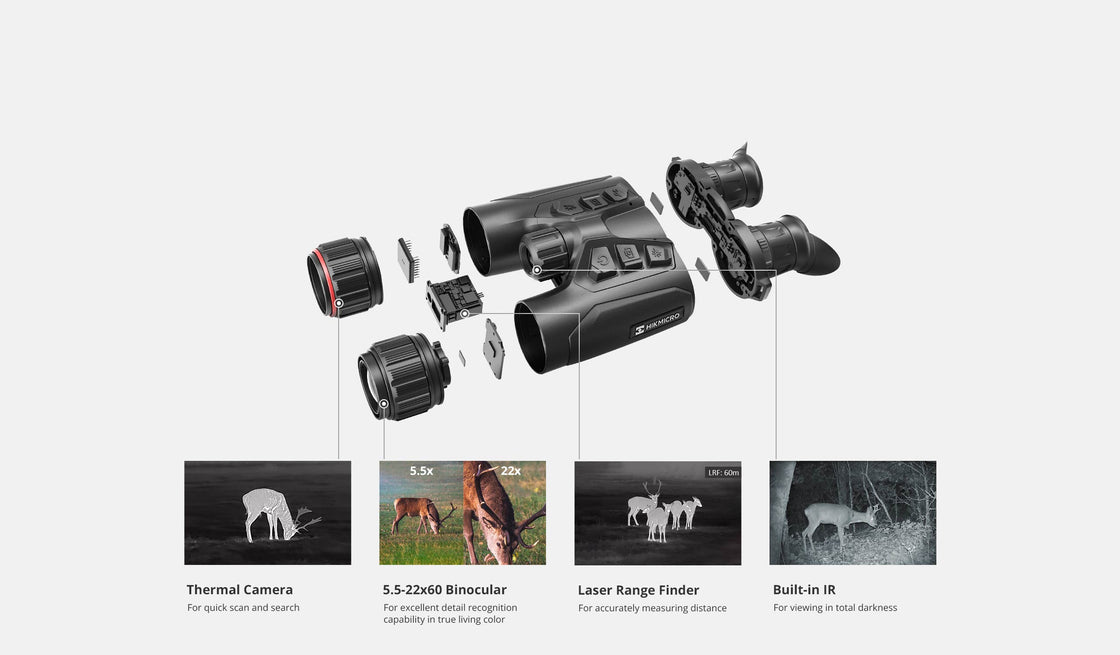 HIKMICRO HE25L 5.5-22X60 MULTI-SPECTRUM BINOCULAR