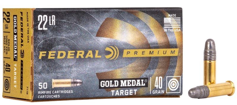 FEDERAL 22LR 40GR SOLID SV GOLD MEDAL 1080FPS • Pack 50