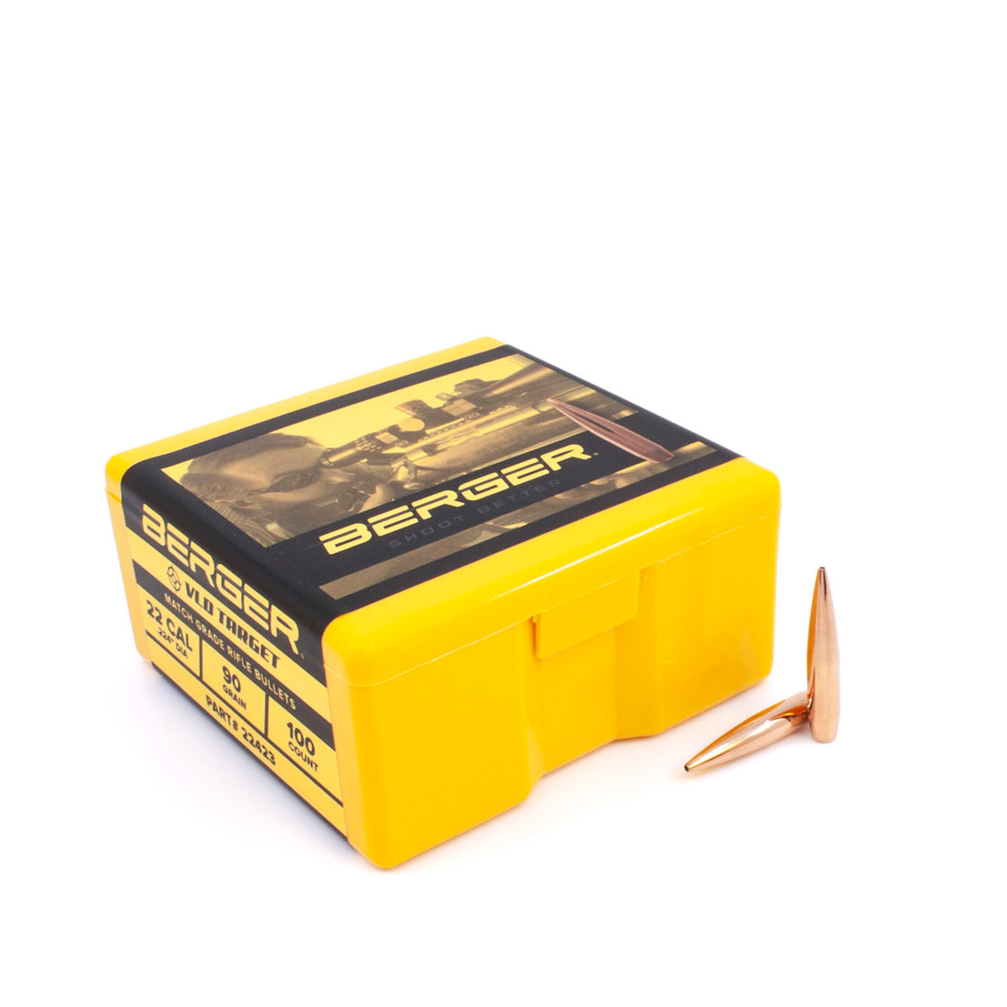 Berger 22 Caliber 90 Grain Very Low Drag VLD Target Rifle Bullet 100pk