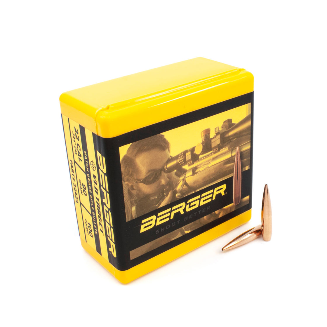 Berger 22 Caliber 90 Grain Very Low Drag VLD Target Rifle Bullet 100pk