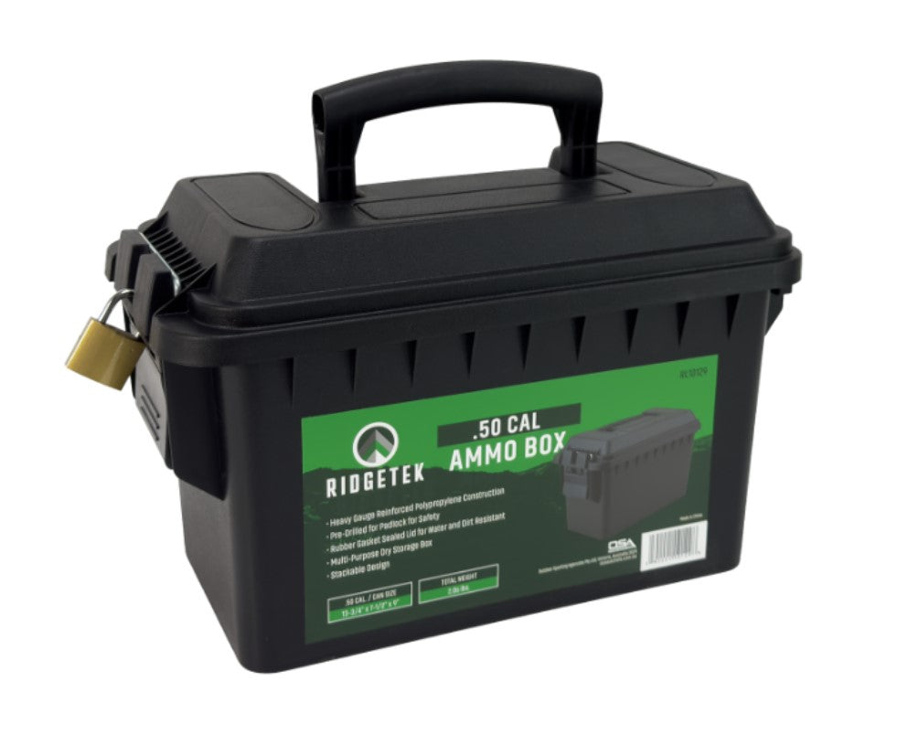 Ridgetek .50Cal Ammo Box Black Inc Padlock