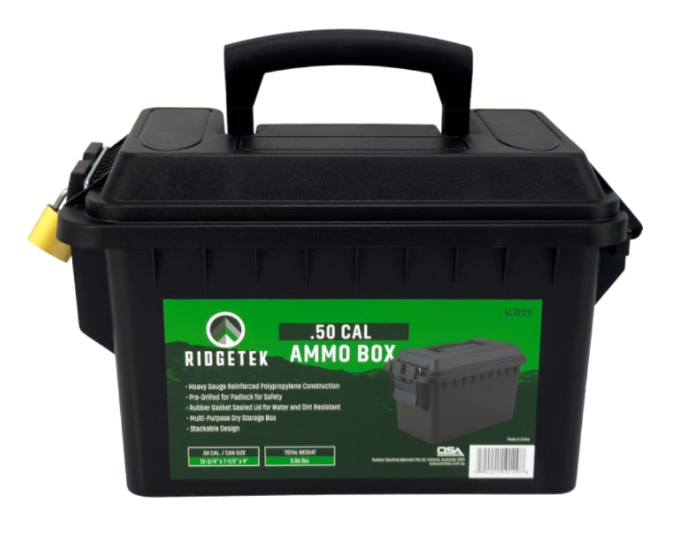 Ridgetek .50Cal Ammo Box Black Inc Padlock