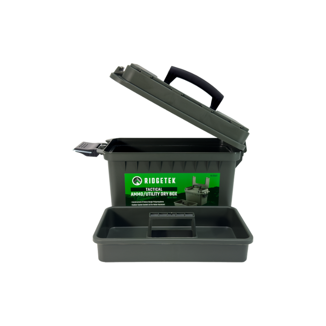 Ridgetek Utility Dry Storage Box w/Tray OD Green