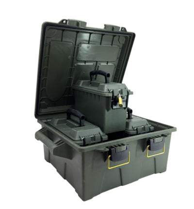 Ridgetek 4pc. Ammo Box & Large Crate OD Green Inc Padlock