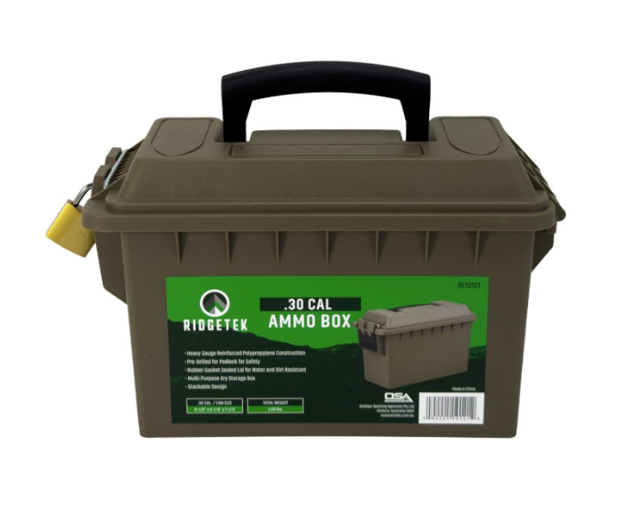 Ridgetek .30 Cal Ammo Box Dark Earth (Inc Padlock)