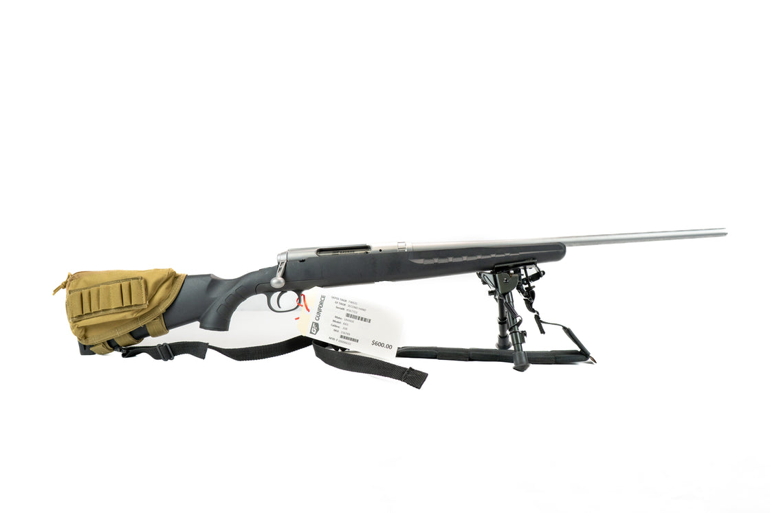 S/H SAVAGE AXIS 308 BURRIS SCOPE SYNTHETIC STOCK 4RD MAG SLING BIPOD STOCK BANDOLIER