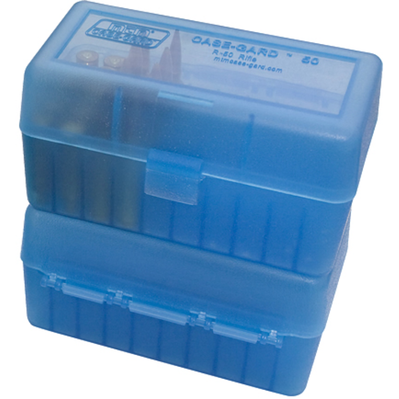 MTM RL-50 - Ammo Box 50 Round Flip-Top 270 Win 30-06 25-06 - Clear Blue