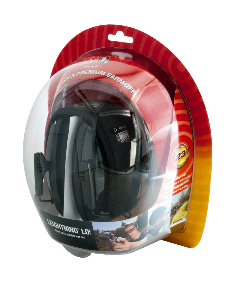HOWARD LEIGHT EAR MUFF, 23DB RATING, BLACK, LOW PROFILE