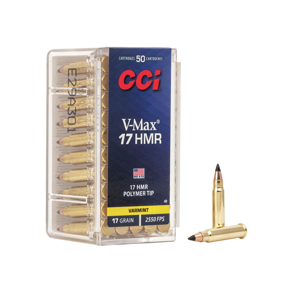 CCI 17 HMR 17gr V-MAX 2550fps 50 Pack Rimfire Ammunition