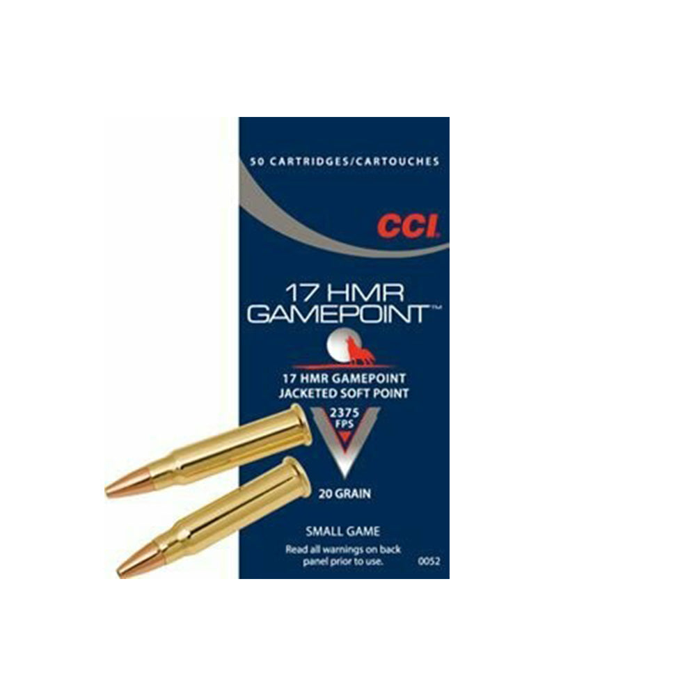 CCI 17 HMR Gamepoint 20gr JSP 50 Pack Rimfire Ammunition