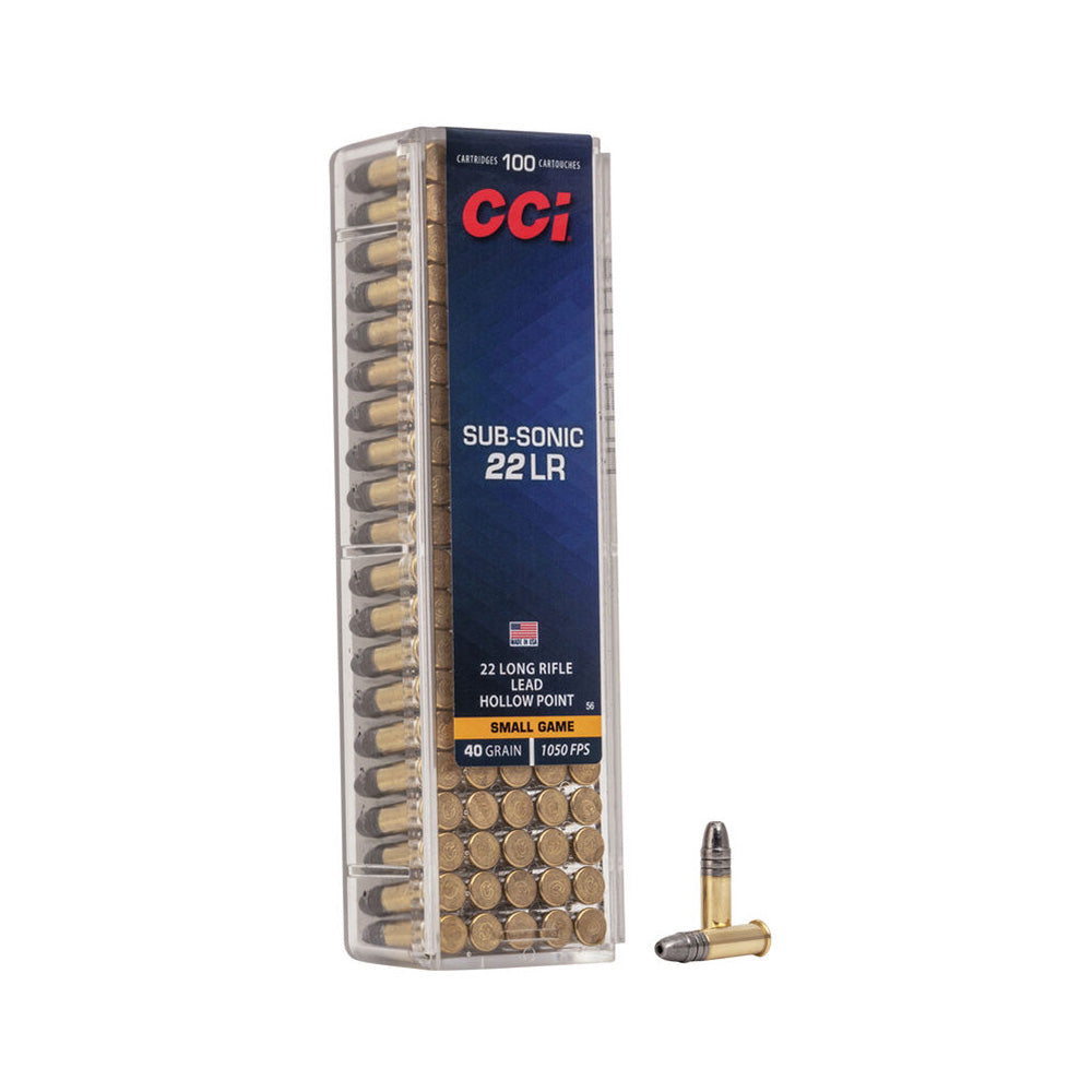 CCI 22 LR Subsonic 40gr HP Small Game 100 Pack Rimfire Ammunition