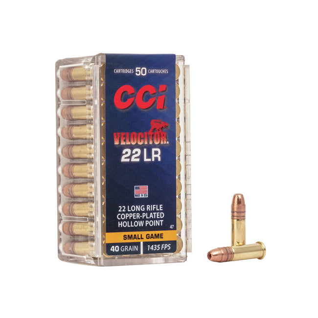 CCI 22 LR Velocitor 40gr HP Small Game 1435fps 50 Pack Ammunition