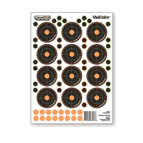 Champion Target Visicolor Adhesive Bullseye 2 inch 5 Pack + Patches