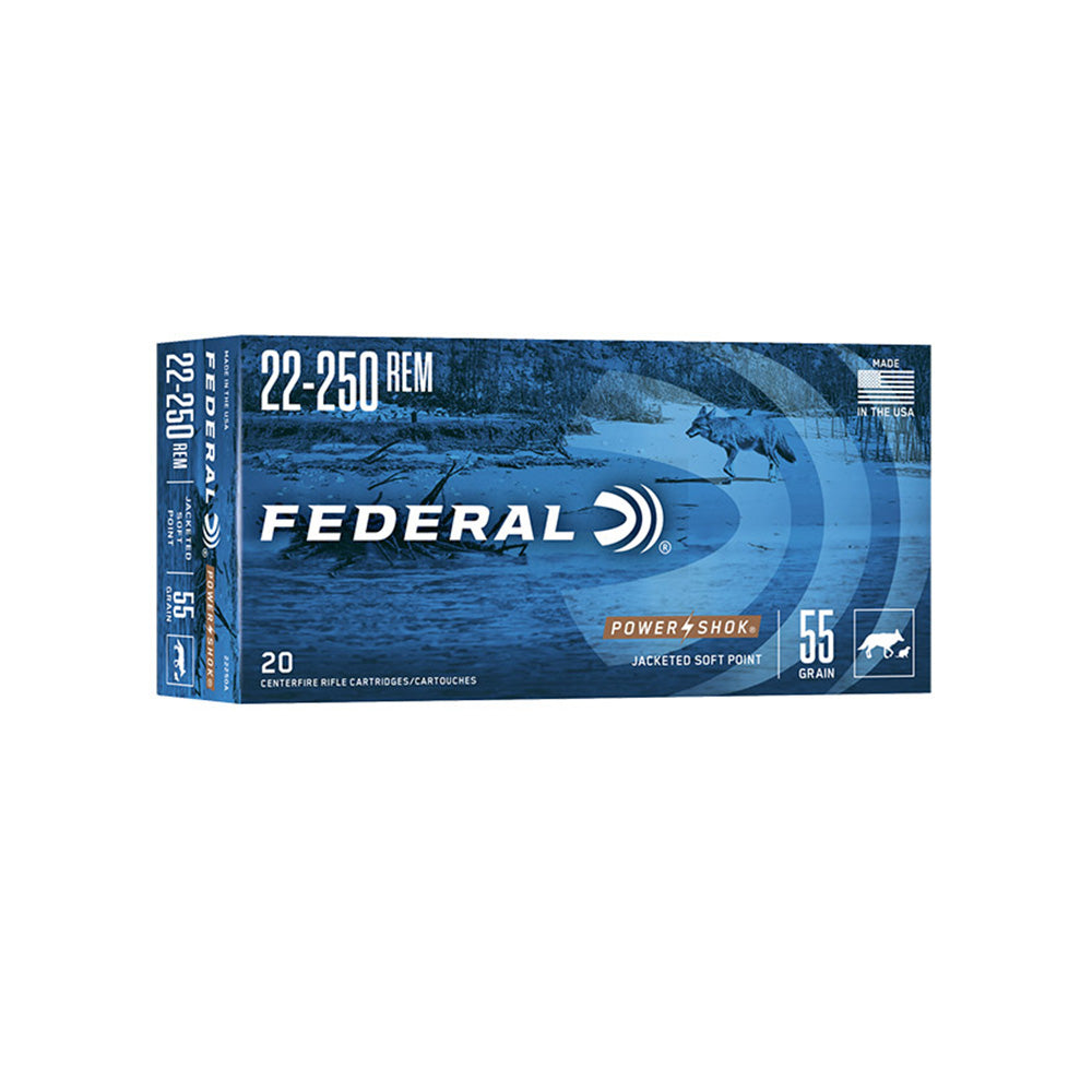Federal 22-250 Rem 55gr SP Power-Shok 20 Pack Ammunition