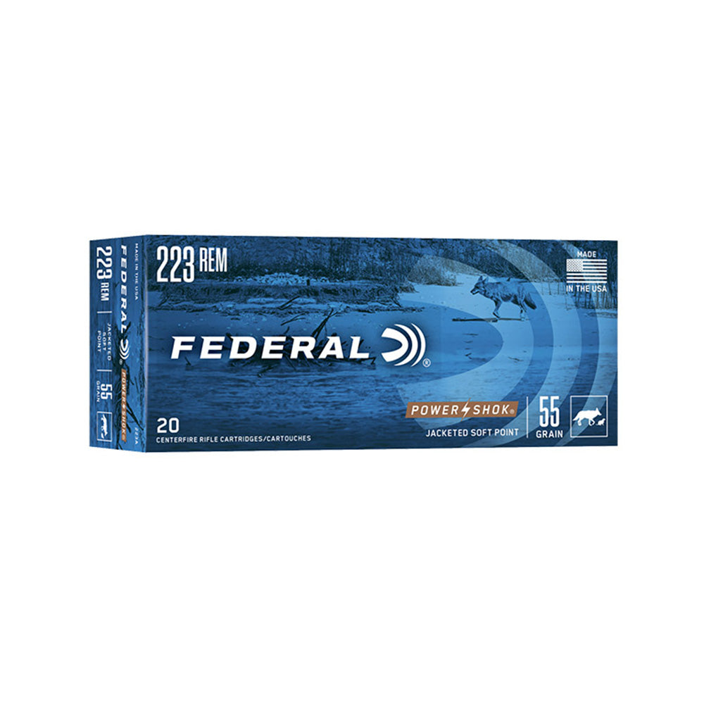 Federal 223 Rem 55gr SP Power Shok 20 Pack Centerfire Ammunition