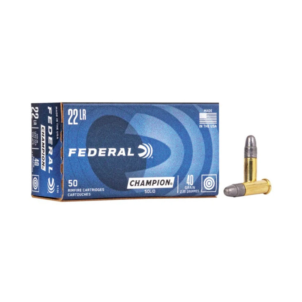 Federal 22lr 40gr Solid HV Champion 1240fps Rimfire Ammunition