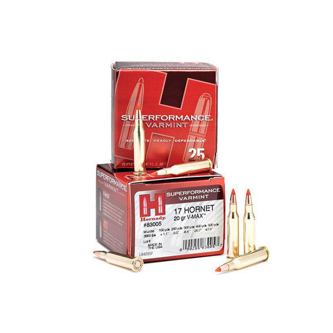 Hornady 17 Hornet 20gr V-Max 25 Pack Centerfire Ammunition