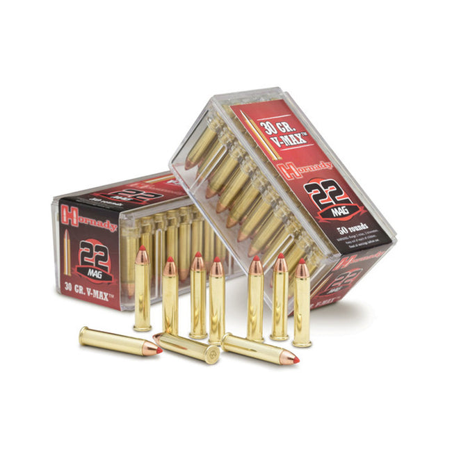 Hornady 22 WMR 30gr V-MAX 50 Pack Rimfire Ammunition