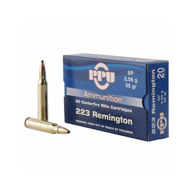 PPU 223 Rem 55gr SP 20 Pack Centerfire Ammunition