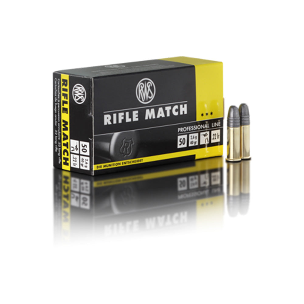 RWS 22 LR Rifle Match 40gr LRN 50 Pack Rimfire Ammunition