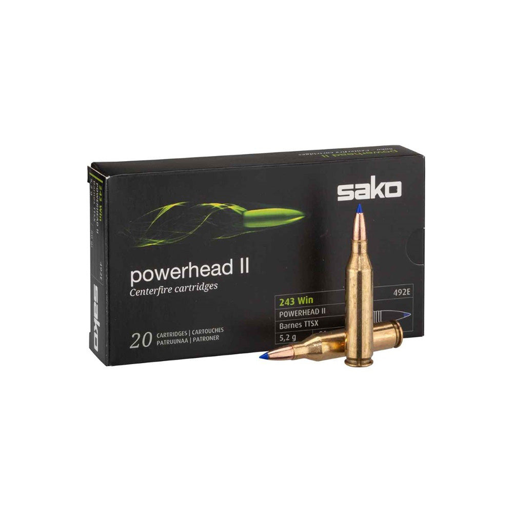 Sako 243 Win 80gr Powerhead II Barnes TTSX 20 Pack Centerfire Ammunition