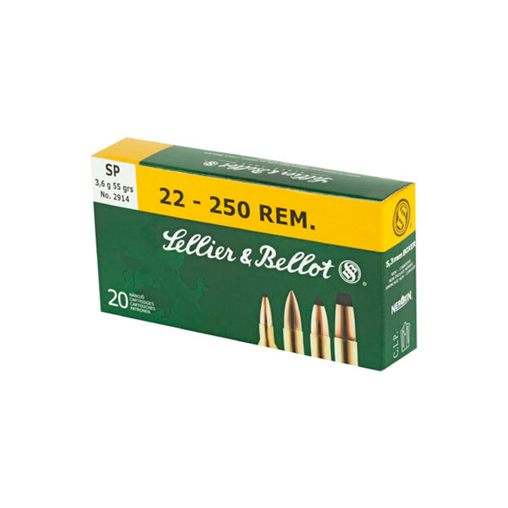 Sellier & Bellot 22-250 Rem 55gr SP 20 Pack Centerfire Ammunition
