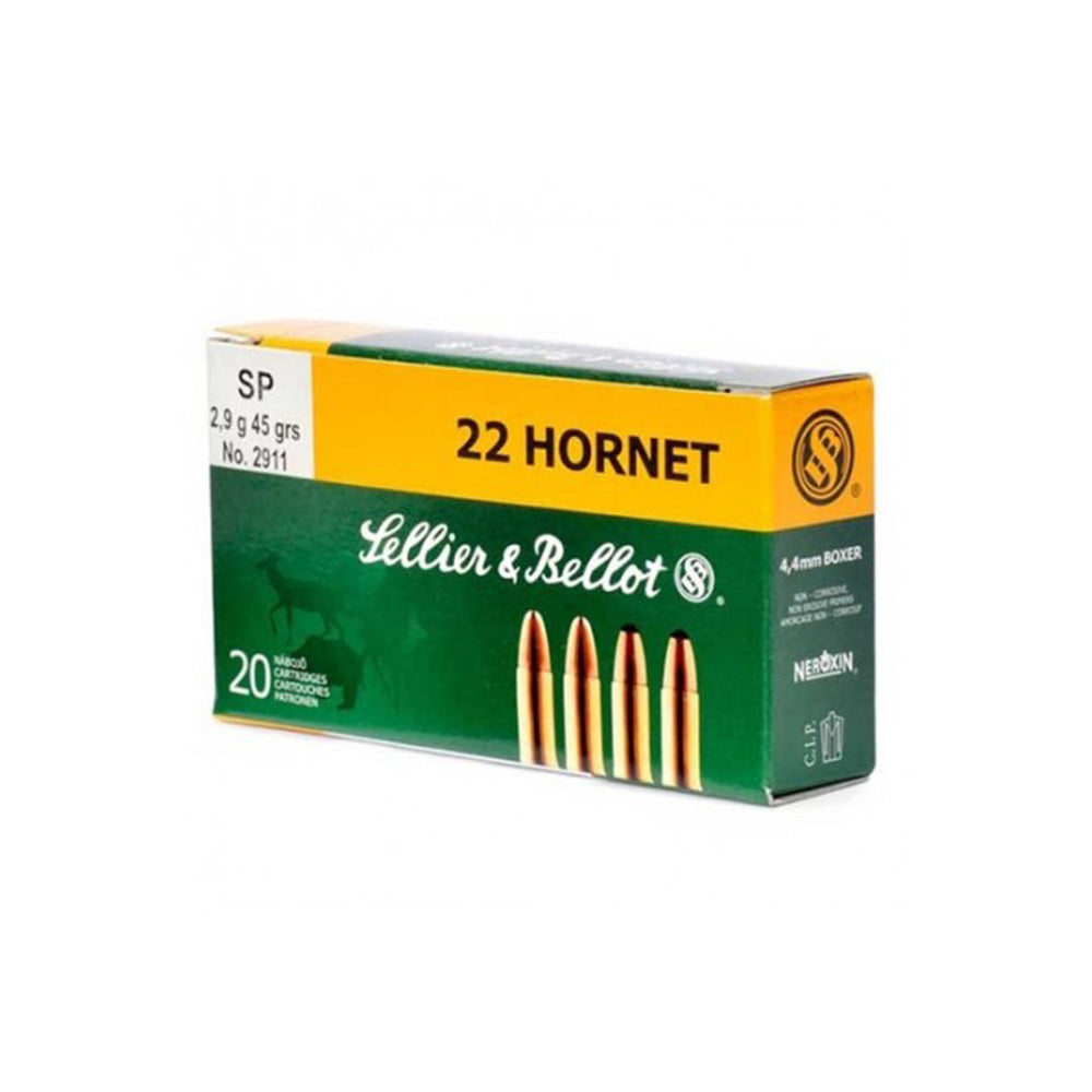 Sellier & Bellot 22 Hornet 45gr SP 20 Pack Centerfire Ammunition