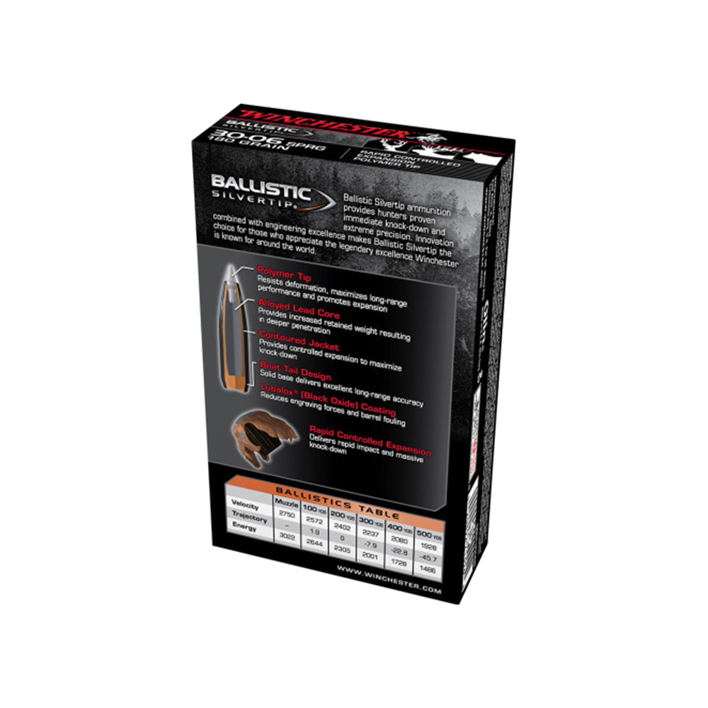 Winchester Ballistic ST 30-06 Sprg 180gr PT 20 Pack Centerfire Ammunition Box Features