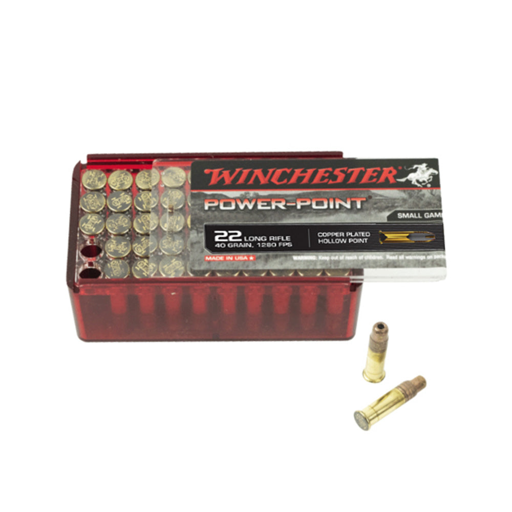 Winchester Power Point 22 LR 40gr HP 50 Pack Rimfire Ammunition Inside the Box