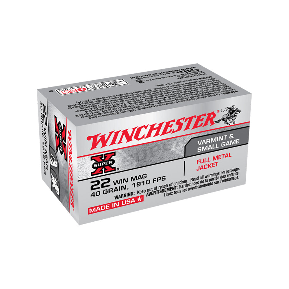 Winchester Super X 22 WMR 40gr FMJ 50 Pack Centerfire Ammunition