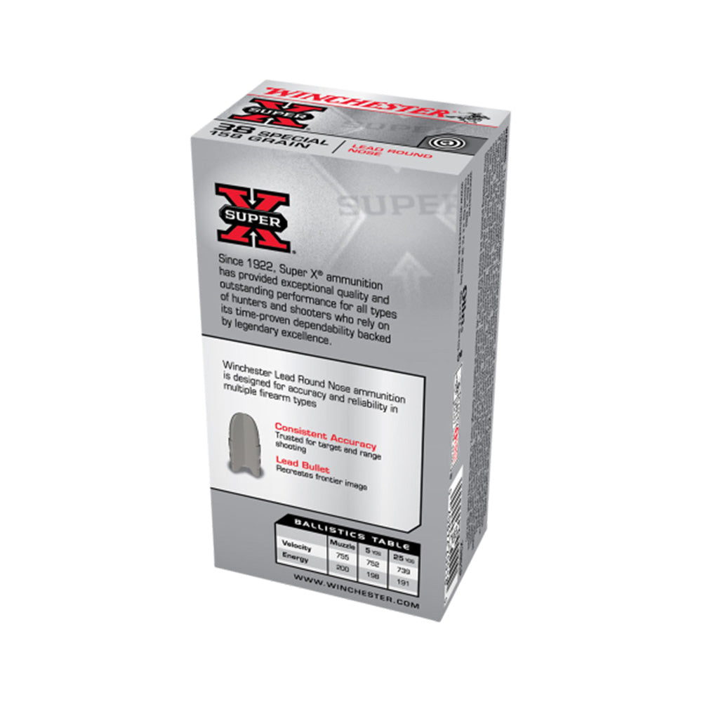 Winchester Super X 38 Special 158gr LRN 50 Pack Handgun Ammunition Box Description