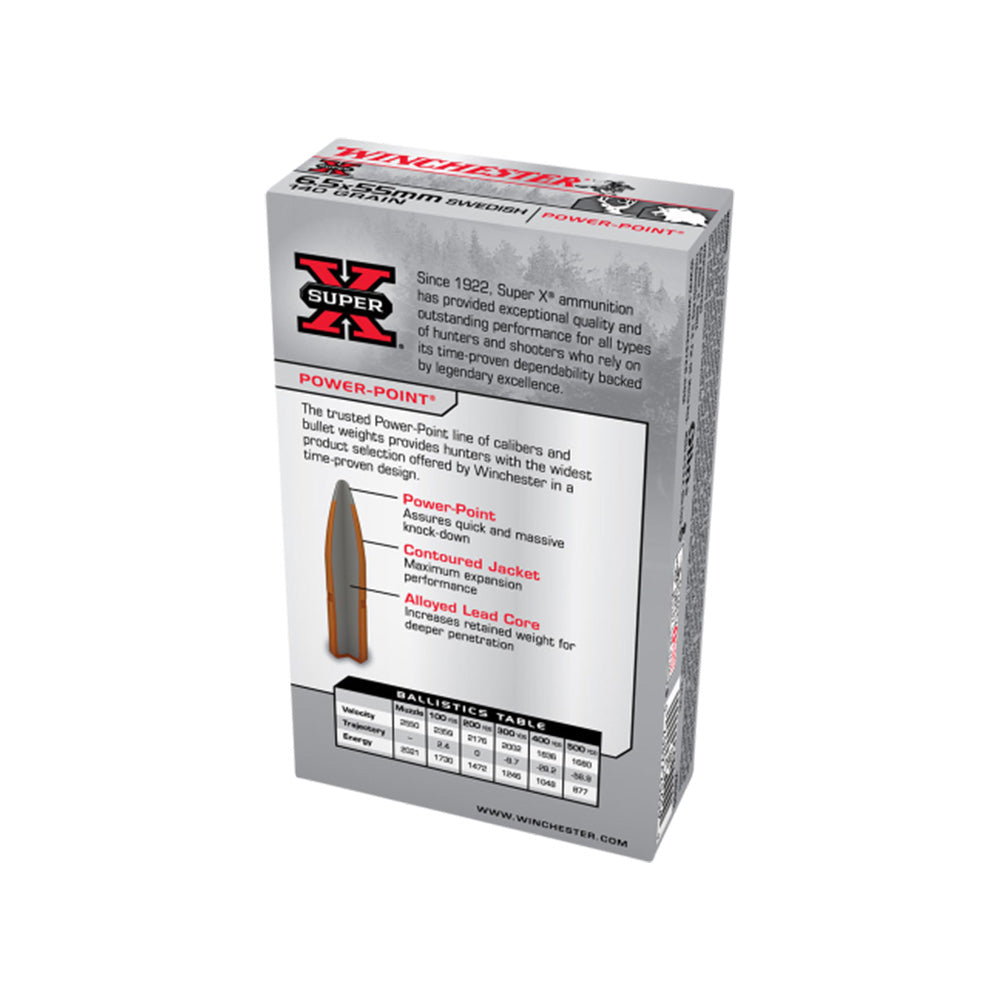 Winchester Super X 6.5x55 Swedish 140gr SP 20 Pack Centerfire Ammunition Box Description
